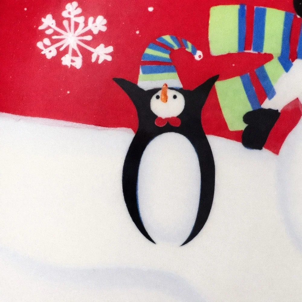St Nicholas Square 10” Christmas Pie Plate Snowman Penguin Holiday Dish